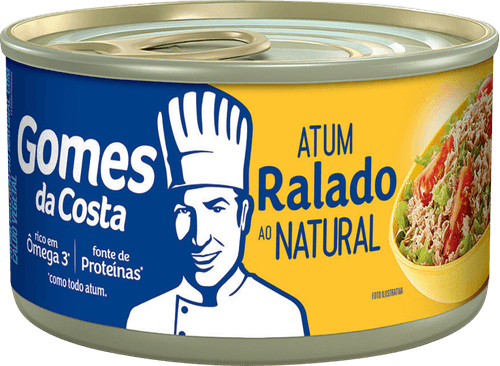 Atum Ralado ao Natural com Caldo Vegetal Gomes da Costa Lata Peso Líquido 170g Peso Drenado 130g