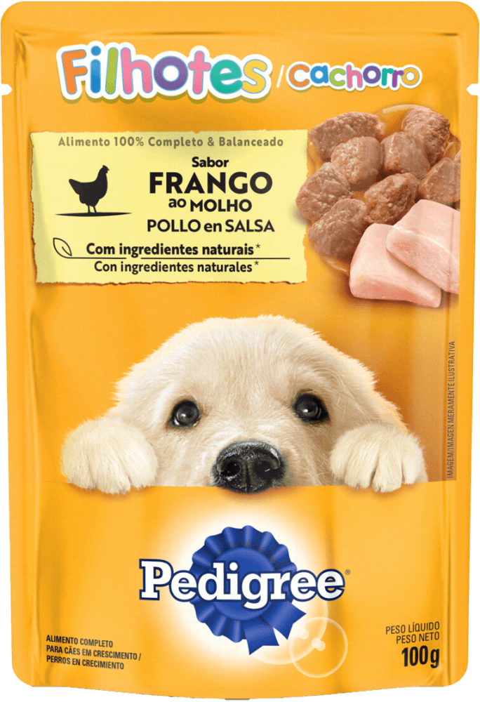 Alimento-Completo-e-Balanceado-para-Caes-Filhotes-Frango-ao-Molho-Pedigree-Sache-100g