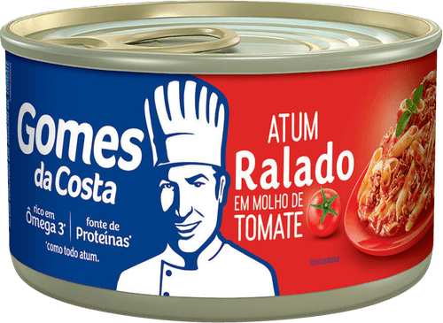 Atum Ralado ao Molho de Tomate Gomes da Costa Lata Peso Líquido 170g Peso Drenado 140g