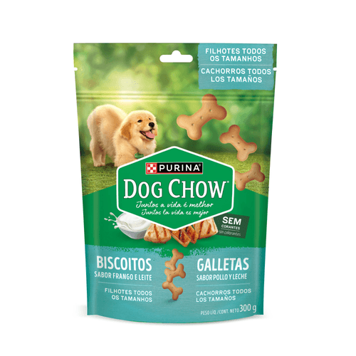 Biscoito Específico para Cães Filhotes Frango e Leite com Grãos Integrais Purina Dog Chow Extra Life Caixa 300g