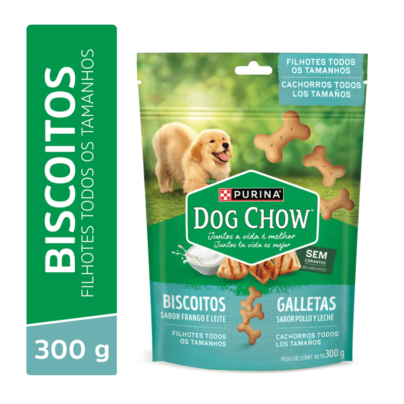 Biscoito-Especifico-para-Caes-Filhotes-Frango-e-Leite-com-Graos-Integrais-Purina-Dog-Chow-Extra-Life-Caixa-300g