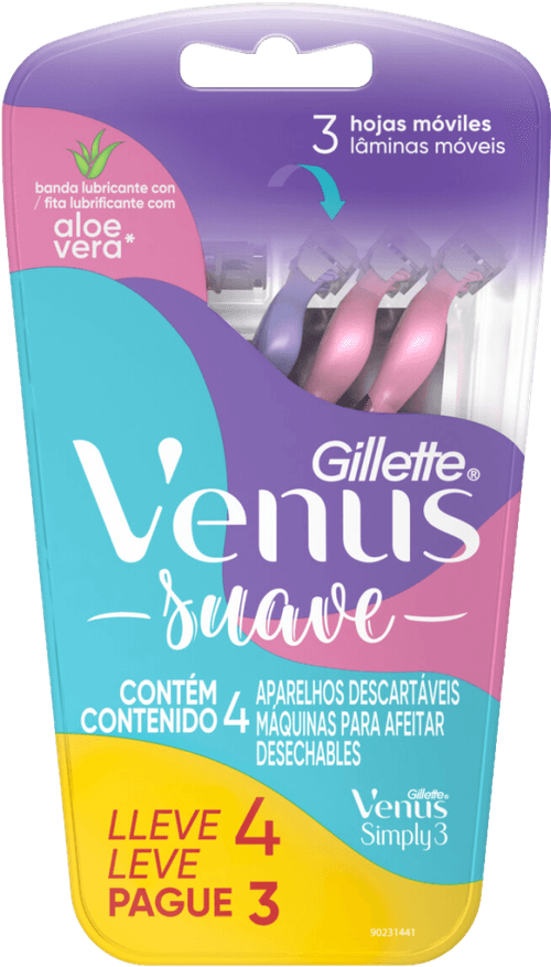 Aparelho Descartável para Depilar Gillette Venus Simply3 Suave Leve 4 Pague 3 Unidades