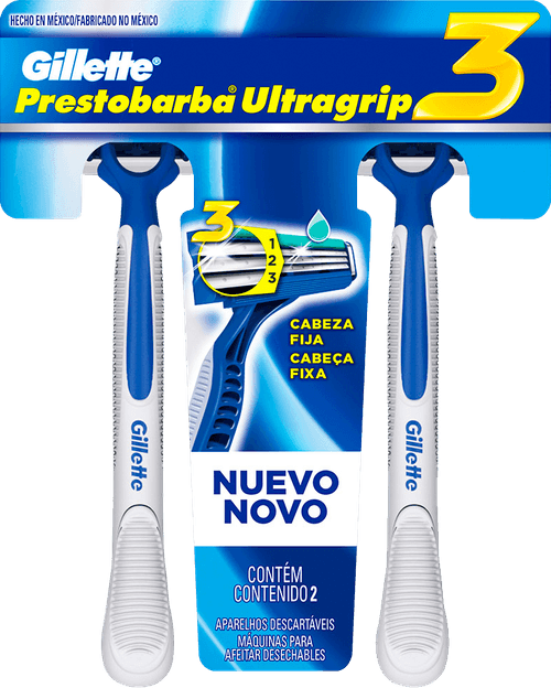 Aparelho Descartável para Barbear Gillette Prestobarba Ultragrip3 2 Unidades