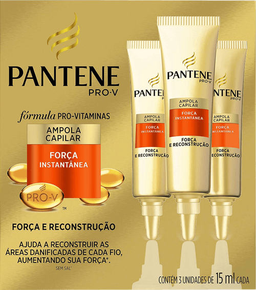 Ampola de Tratamento Capilar com Pérolas Solúveis & Bambu Pantene Pro-V Nutrição Umectante Caixa 3 Unidades 15ml Cada