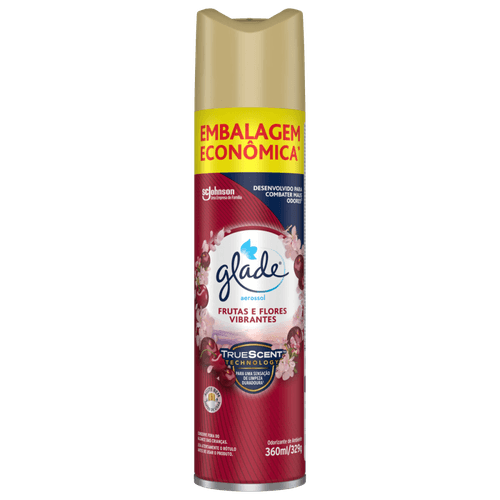 Odorizador de Ambiente Aerossol Frutas e Flores Vibrantes Glade Frasco 360ml Spray Embalagem Econômica