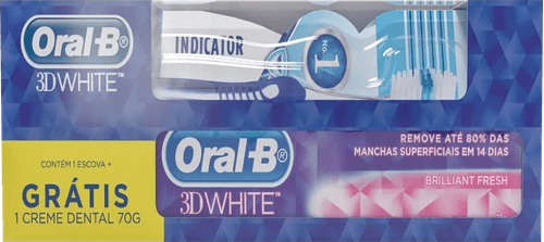 Escova Dental Oral-B Indicator + Creme Dental 3D-White 70g