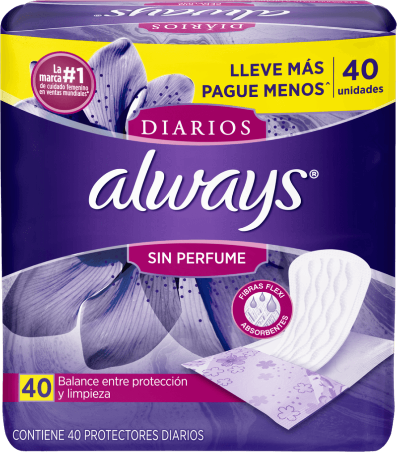 Protetor-Diario-sem-Abas-e-Perfume-Always-Pacote-40-Unidades