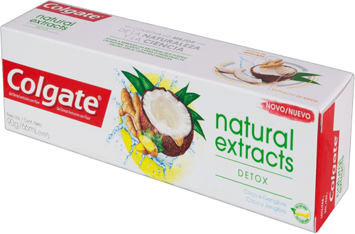 Gel Dental Anticárie com Flúor Coco e Gengibre Colgate Natural Extracts Detox Caixa 90g