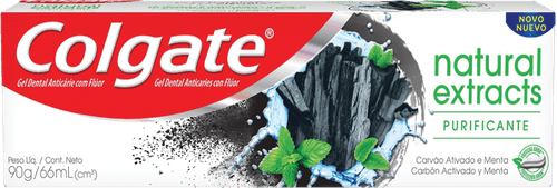 Gel Dental Anticárie com Flúor Carvão Ativado e Menta Colgate Natural Extracts Purificante Caixa 90g