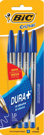 Caneta-Esferografica-Azul-10mm-Ponta-Media-Dura---Bic-Cristal-4-Unidades