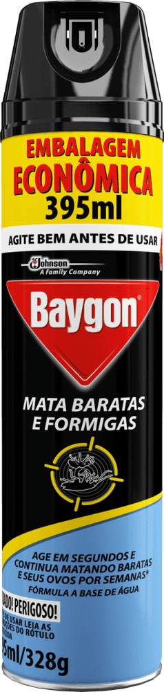 Inseticida Aerossol Mata Baratas e Formigas Base Água Baygon Frasco 360ml Spray Embalagem Econômica