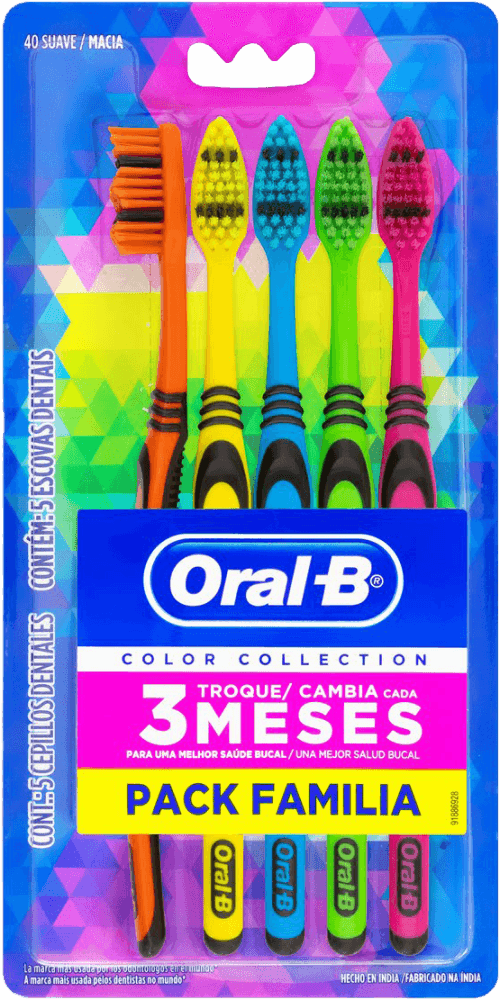 Família Escova Dental Suave Oral-B Color Collection 5 Unidades