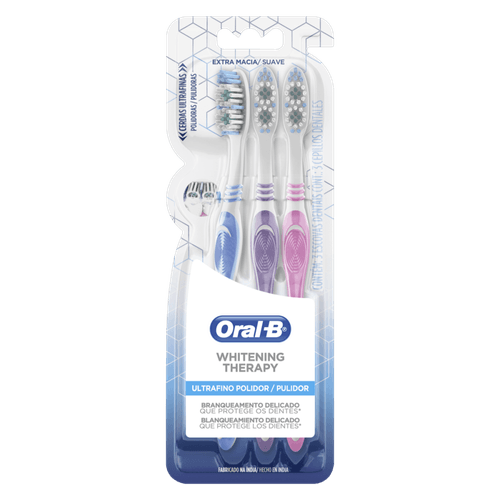 Escova Dental Extramacia Ultrafino Polidor Oral-B Whitening Therapy 3 Unidades