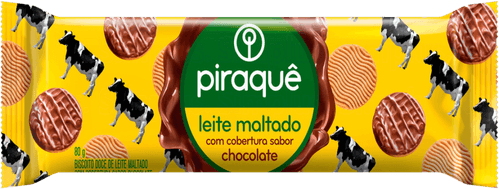 Biscoito Leite Maltado Cobertura Chocolate Piraquê Pacote 80g