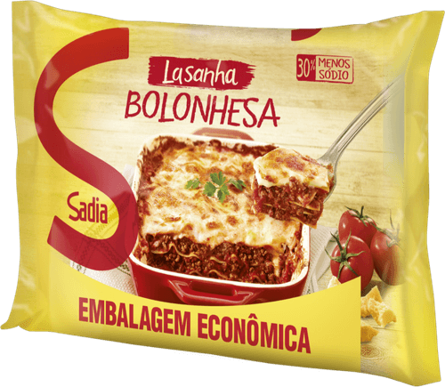 Lasanha Bolonhesa Coberta com Molho Branco e Queijo Sadia Pacote 1,6kg Embalagem Econômica