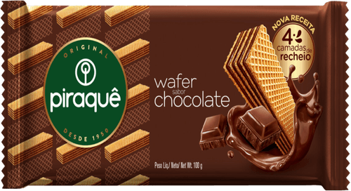 Biscoito Wafer Recheio Chocolate Piraquê Pacote 100g