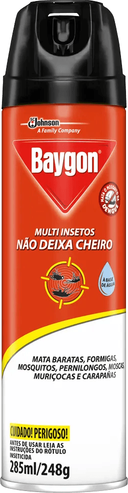 Inseticida Aerossol Multi-Insetos Base Água Baygon Frasco 285ml Spray