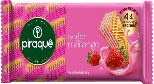 Biscoito Wafer Recheio Morango Piraquê Pacote 100G