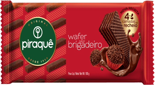 Biscoito Wafer Recheio Brigadeiro Piraquê Pacote 100G