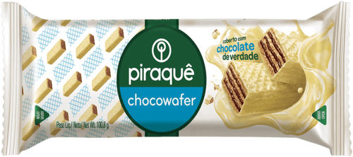 Wafer Recheio Chocolate Cobertura Chocolate Branco Piraquê Chocowafer Pacote 100,8g