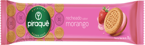 Biscoito Recheio Morango Piraquê Pacote 76g