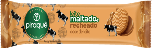 Biscoito Leite Maltado Recheio Doce de Leite Piraquê Pacote 85g