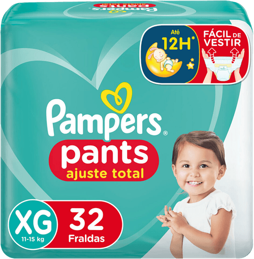 Fralda Descartável Infantil Pants Pampers Ajuste Total XG 11 a 15kg Pacote 32 Unidades