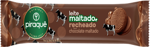 Biscoito Leite Maltado Recheio Chocolate Maltado Piraquê Pacote 85g