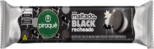 Biscoito Leite Maltado Black Recheio Baunilha Piraquê 85g