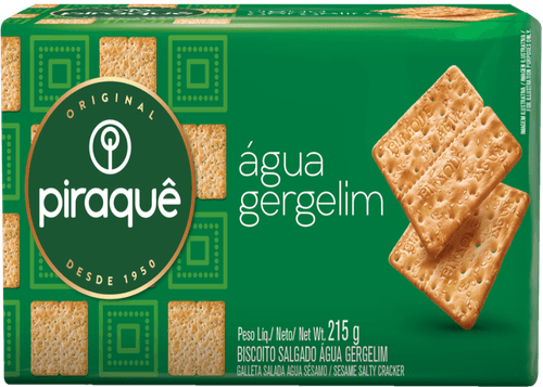 Biscoito Salgado Água com Gergelim Piraquê Pacote 215g