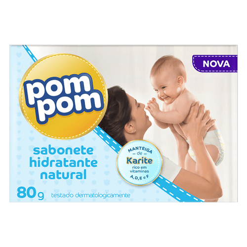 Sabonete Infantil em Barra Loção Hidratante Manteiga de Karité Pom Pom Caixa 70g