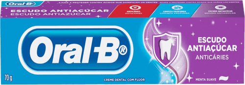 Creme Dental Anticáries Menta Suave Oral-B Escudo Antiaçúcar Caixa 70g