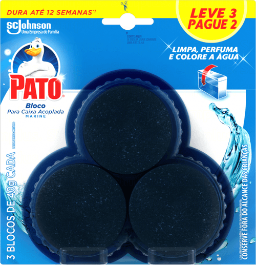 Detergente Sanitário Bloco para Caixa Acoplada Marine Pato 40g Cada Leve 3 Pague 2 Unidades