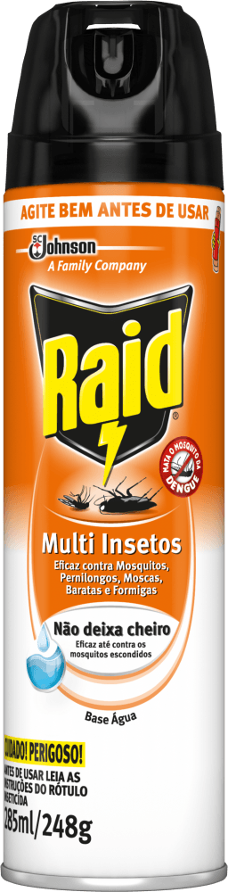 Inseticida Aerossol Multi-Insetos Base Água Raid Frasco 300ml