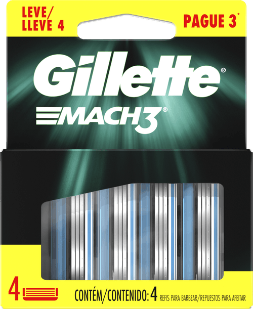 Carga de Aparelho para Barbear Gillette Mach3 4 Unidades Leve Mais Pague Menos