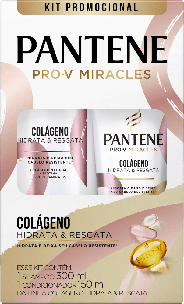 Kit-Promocional-Shampoo-300ml---Condicionador-150ml-Pantene-Pro-V-Miracles-Colageno-Hidrata---Resgata