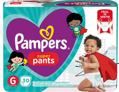 Fralda Descartável Infantil Pants Pampers Super G 9 a 13kg Pacote 30 Unidades