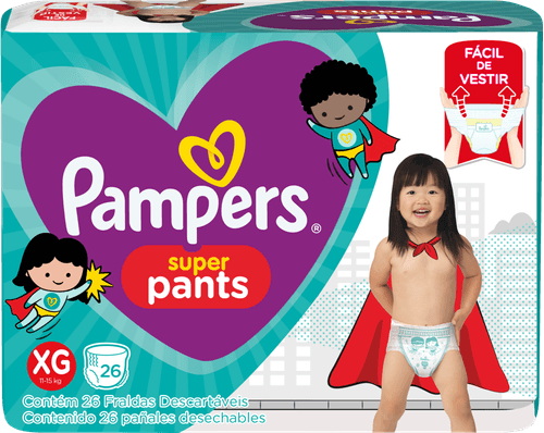 Fralda Descartável Infantil Pants Pampers Super XG 11 a 15kg Pacote 26 Unidades