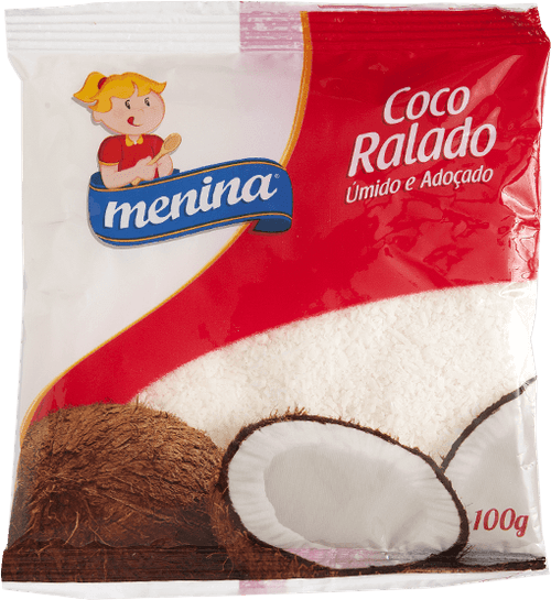 Coco Ralado Úmido Adoçado Em Flocos Menina Pacote 100g