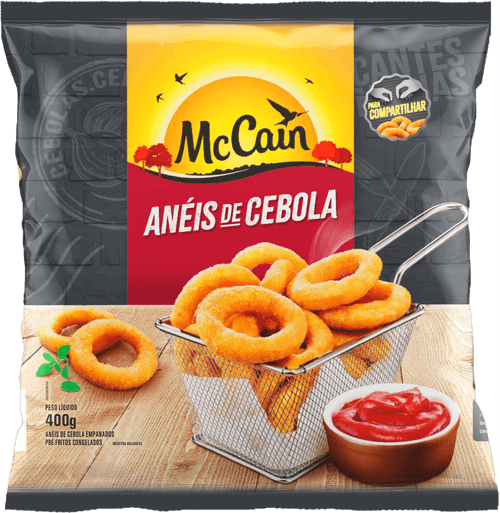 Anéis de Cebola Empanados Pré-Fritos Congelados McCain Pacote 400g