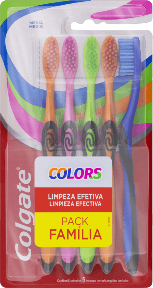 Família Escova Dental Média Colgate Colors 5 Unidades