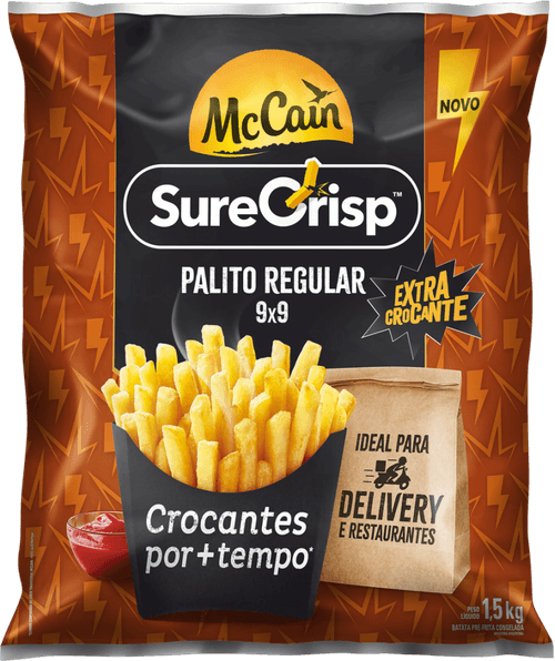 Batata Pré-Frita Palito Regular 9mm Congelada Extracrocante McCain Sure Crisp Pacote 1,5kg