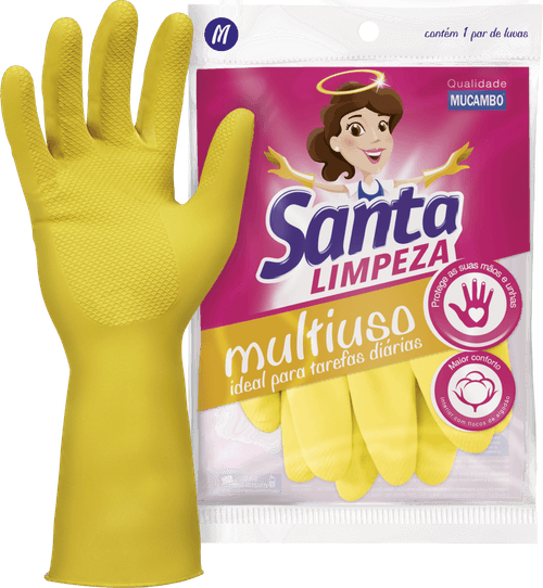 Luva Multiuso Amarela Plus Santa Limpeza M