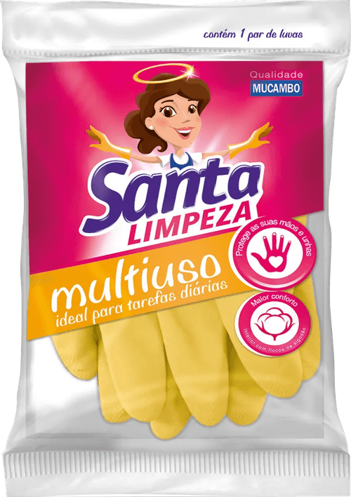 Luva Multiuso Amarela Plus Santa Limpeza G