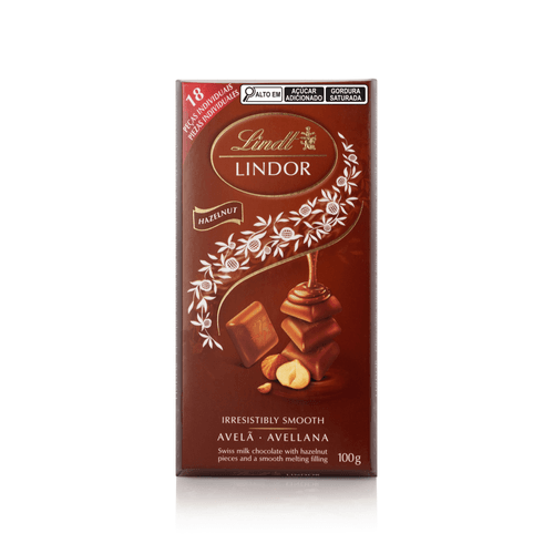 Chocolate Suíço ao Leite com Pedaços de Avelãs Recheio Cremoso Lindt Lindor 100g