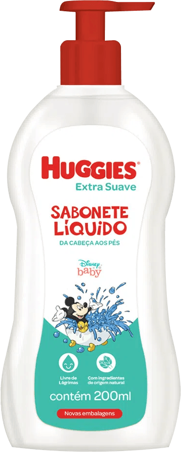 Sabonete Líquido da Cabeça aos Pés Extra Suave Disney Baby Huggies Frasco 200ml