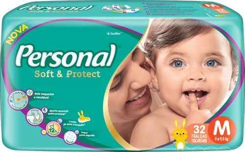Fralda Personal Baby Jumbo Tamanho M Pacote com 32 Tiras
