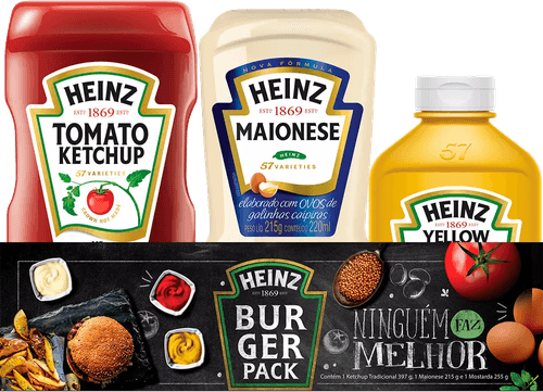 Kit Burger Ketchup Tradicional 397g + Maionese 215g + Mostarda Amarela 255g Heinz