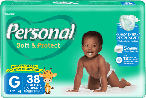 Fralda Descartável Personal Baby Protetc &amp; Sec G Pacote 38 Unidades