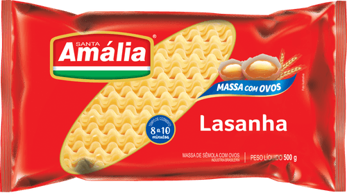 Massa com Ovos para Lasanha Santa Amália Pacote 500g